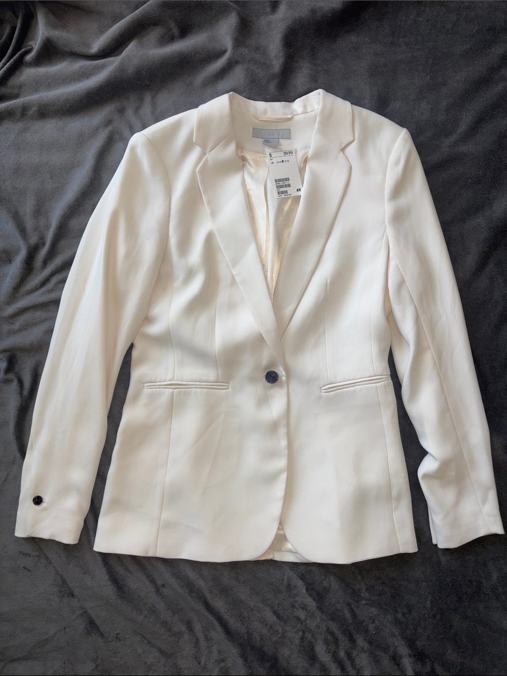 NWT Women's White Single-Button Tailored Blazer by H&M